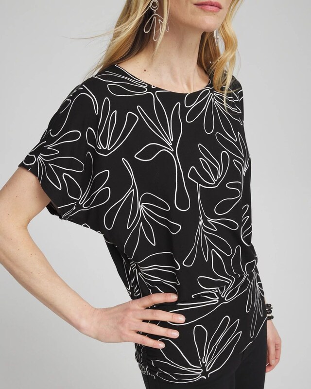 Touch of Cool Abstract Ruched Banded Hem Top - image 4